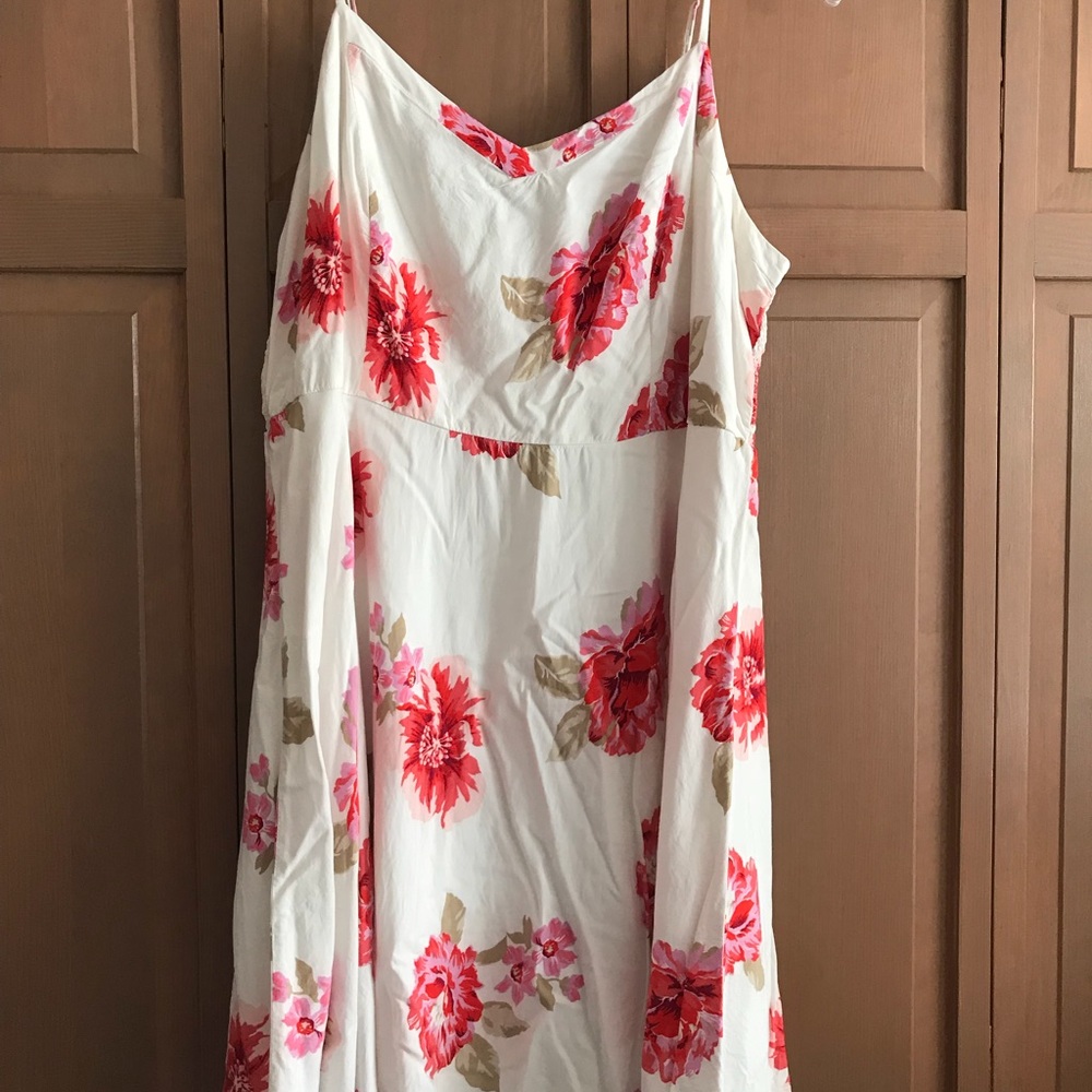 White and Pink Floral Cotton Swing Dress